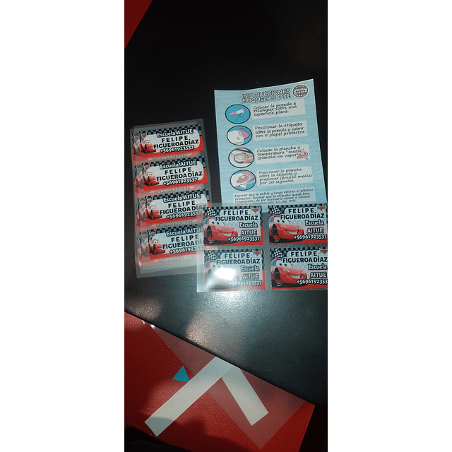 ETIQUETAS TEXTIL (PARA PLANCHAR EN ROPA)