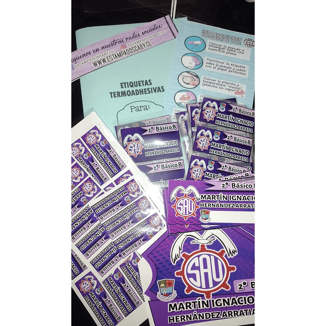 PACK ETIQUETAS ESCOLARES PARA UTILES + ETIQUETAS TEXTIL PARA PLANCHAR EN ROPA