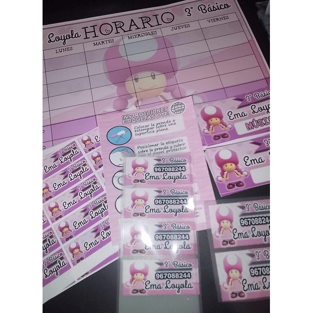 PACK ETIQUETAS ESCOLARES PARA UTILES + ETIQUETAS TEXTIL PARA PLANCHAR EN ROPA