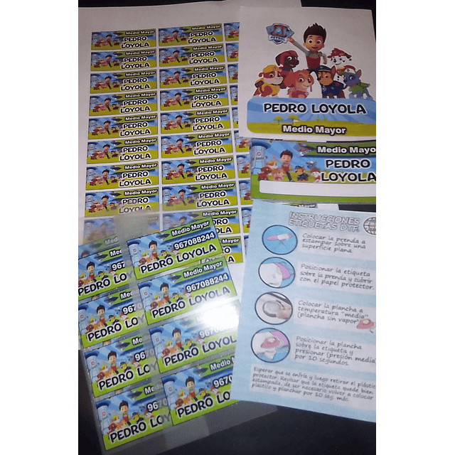 PACK ETIQUETAS ESCOLARES PARA UTILES + ETIQUETAS TEXTIL PARA PLANCHAR EN ROPA