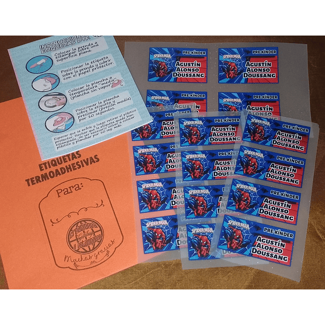 PACK ETIQUETAS ESCOLARES PARA UTILES + ETIQUETAS TEXTIL PARA PLANCHAR EN ROPA