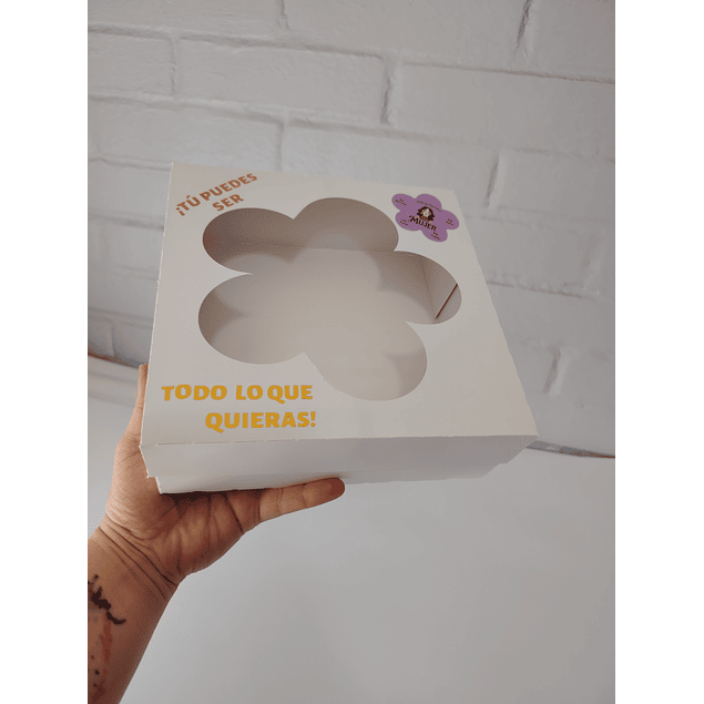 caja 20x20x5 cm visor flor