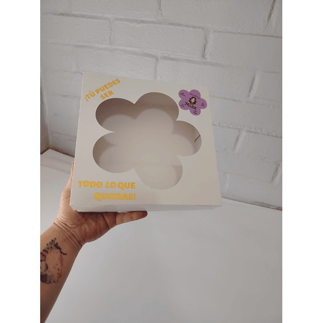 caja 20x20x5 cm visor flor
