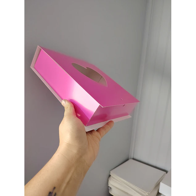 caja 20x20x5 tipo libro rosa