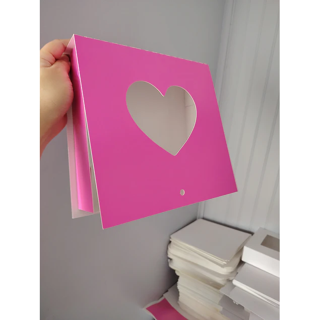 caja 20x20x5 tipo libro rosa