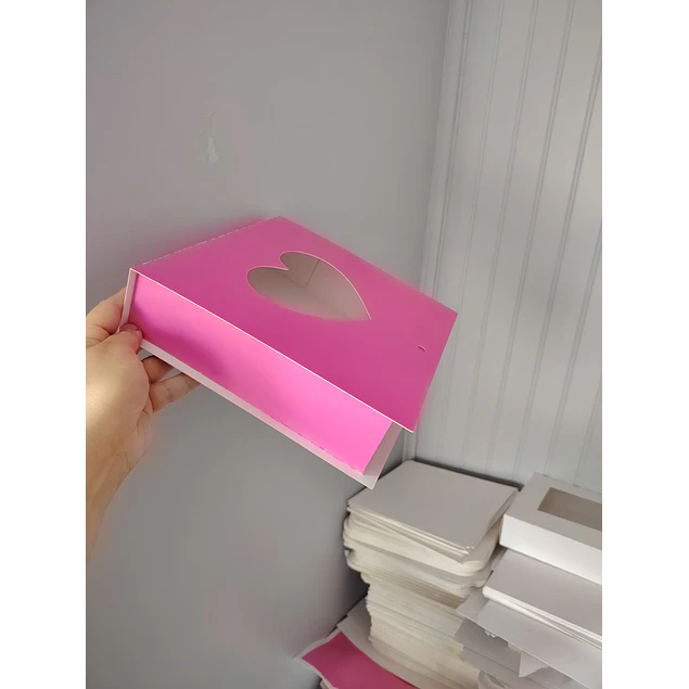 caja 20x20x5 tipo libro rosa