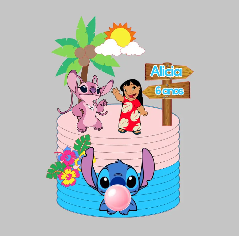 Topo de bolo lilo stitch chiclete 1