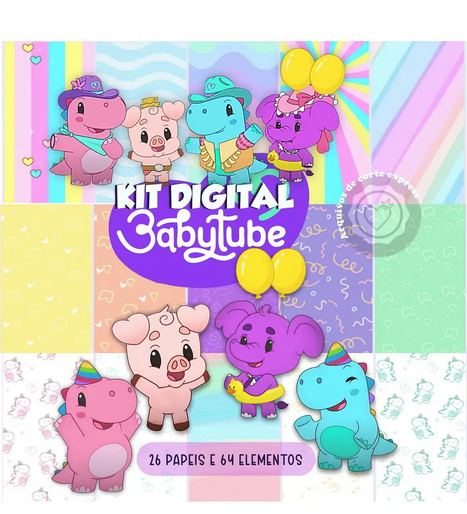 Arquivo Digital Baby Tube Papeis e Elementos 1