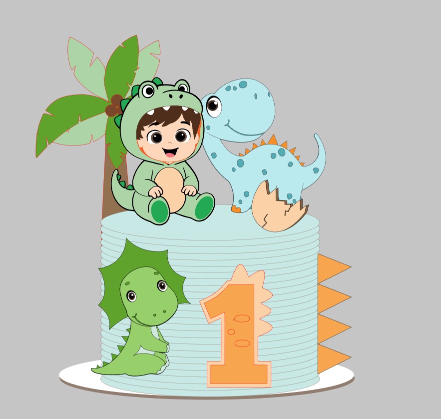 Topo de bolo dinossauro menino 1
