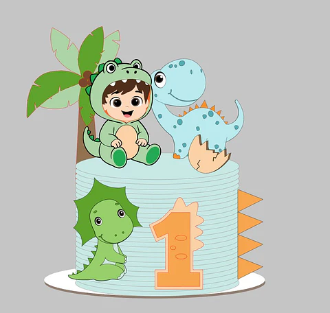 Topo de bolo dinossauro menino