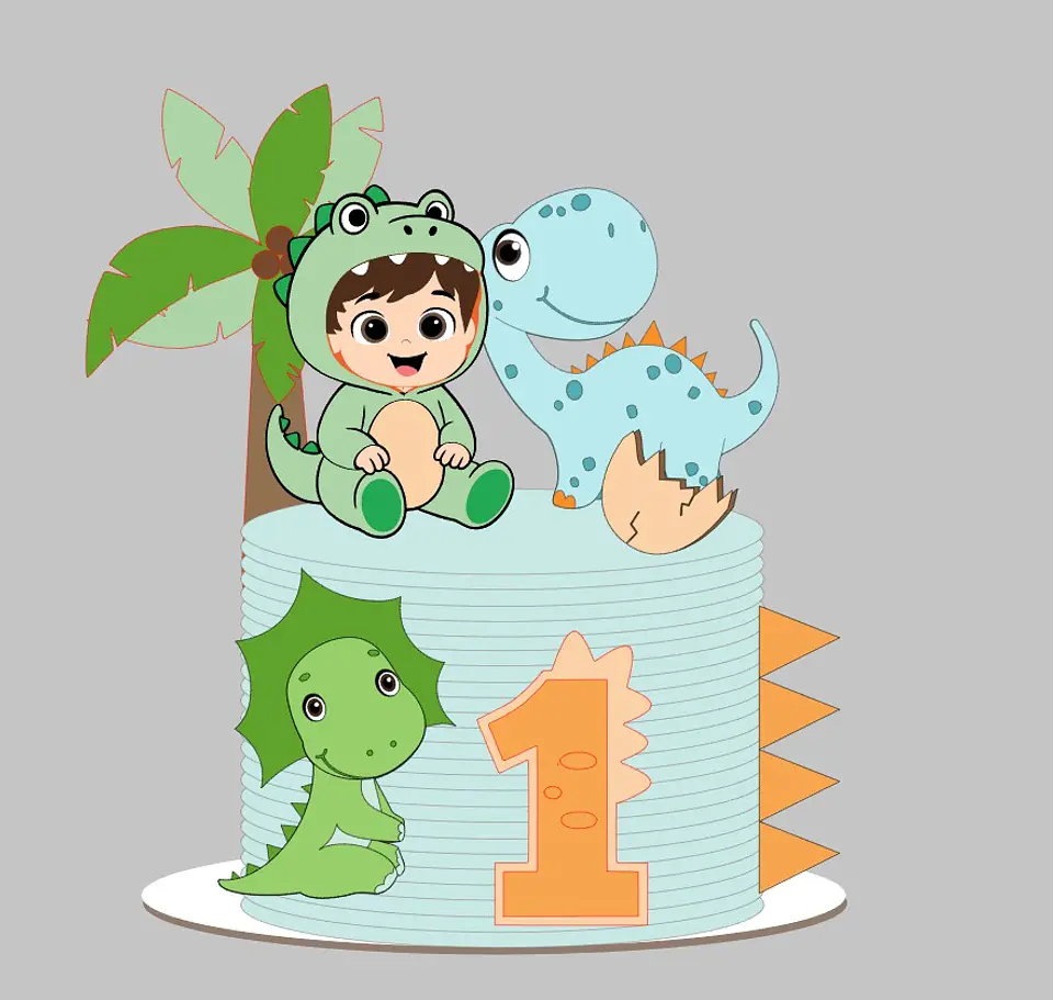 Topo de bolo dinossauro menino 1