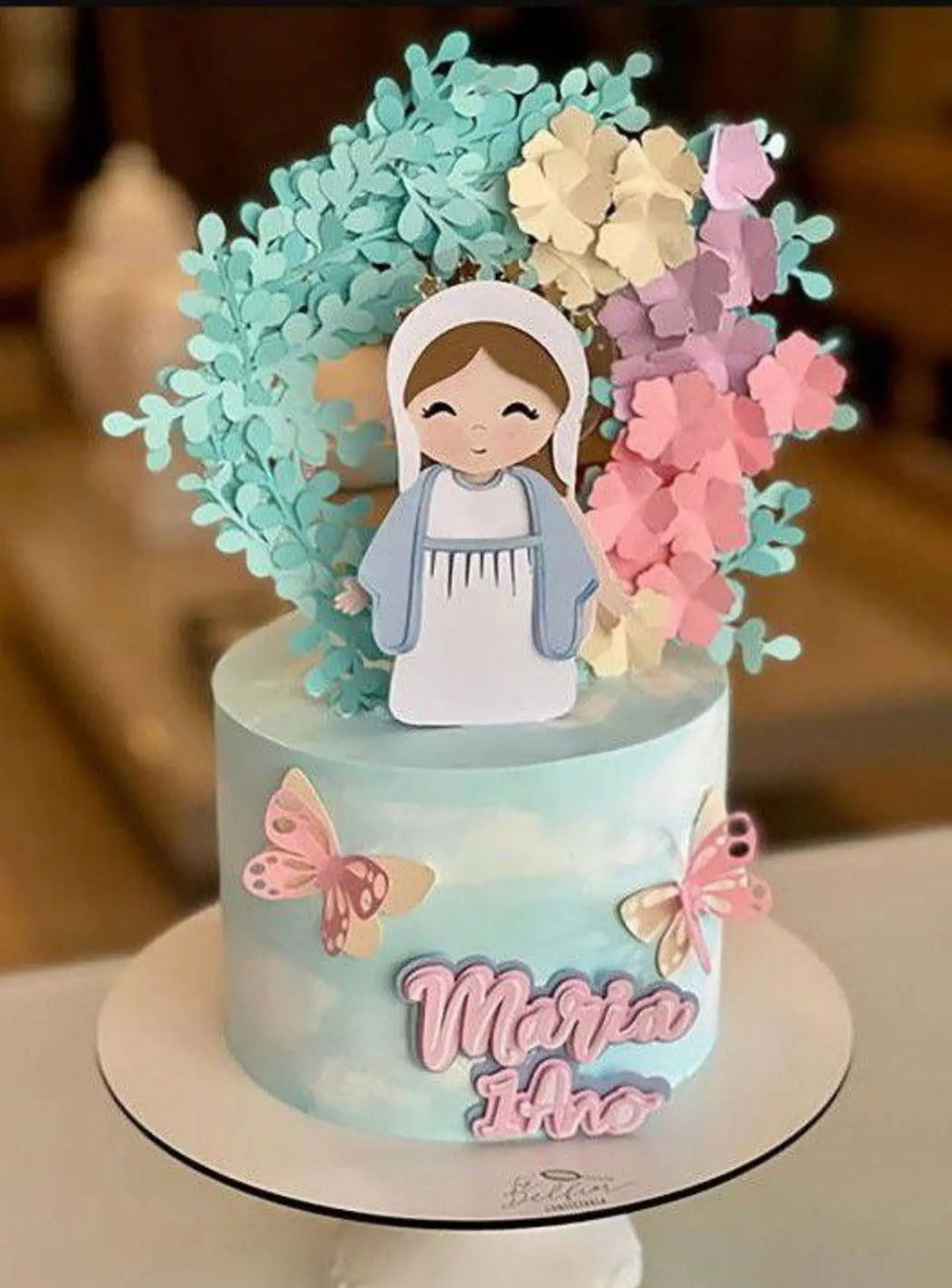 Topo de bolo nossa senhora de fatima flores 1