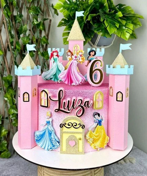 Arquivo de corte topo de bolo castelo 3d princesas