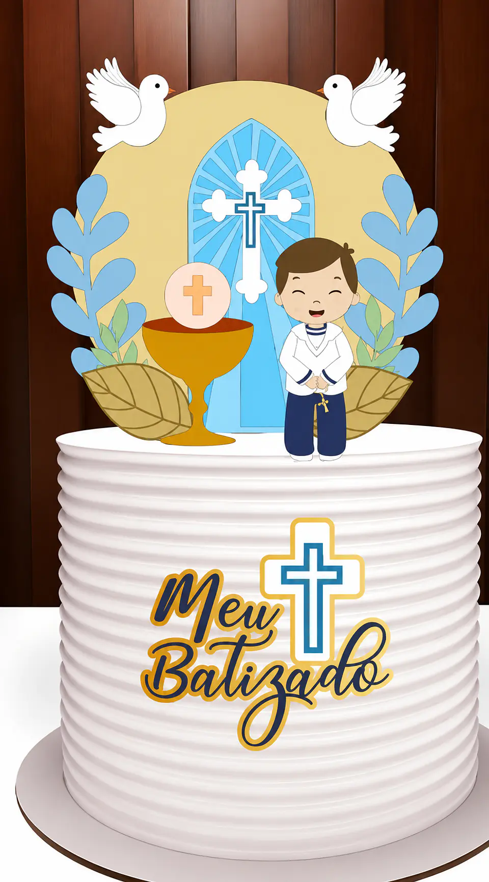 Arquivo de Corte topo de bolo batizado menino 1