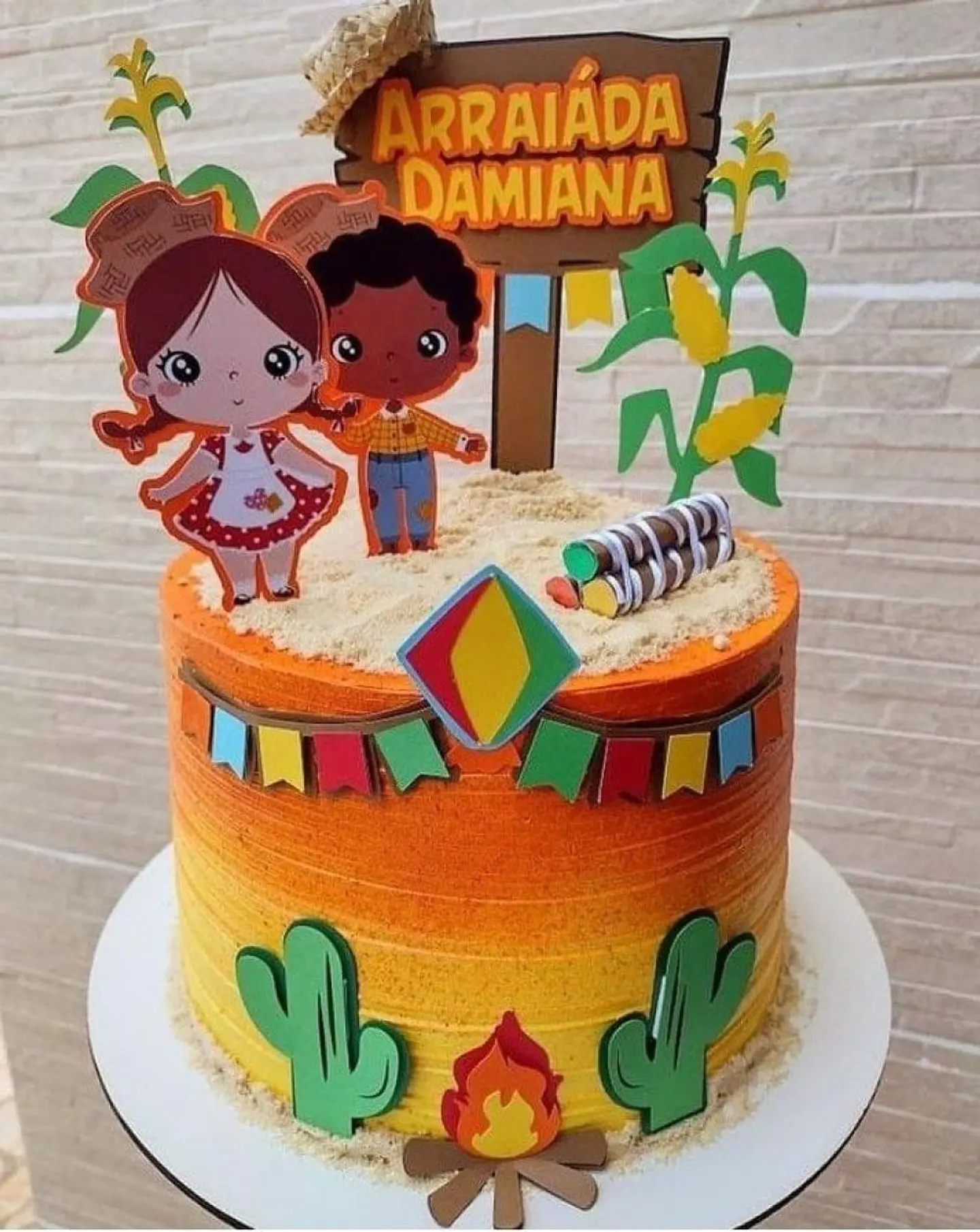 Topo de bolo arraia menino e menina 1