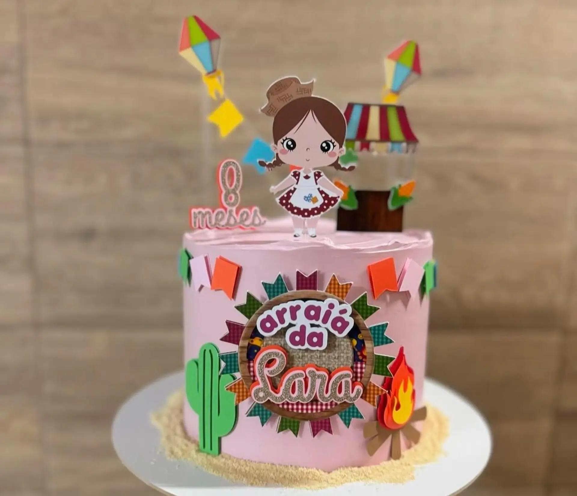Topo de bolo arraia menina  1