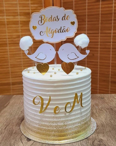 Arquivo de corte topo de bolo bodas de algodão