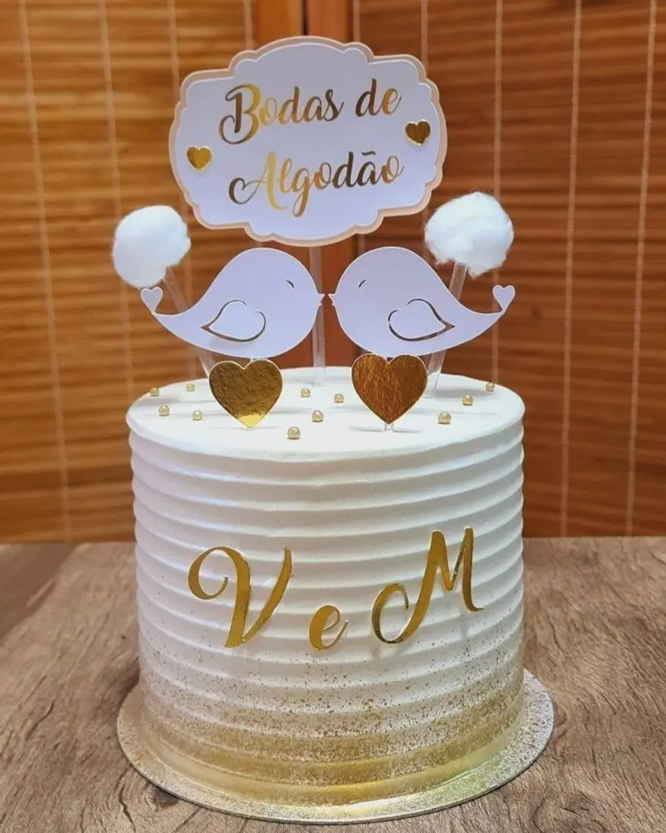 Arquivo de corte topo de bolo bodas de algodão 1