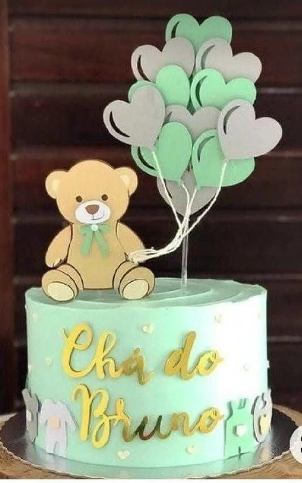 Topo de bolo chá de bebe ursinho balões 1