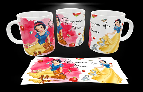 Arquivo digital arte caneca branca de neve