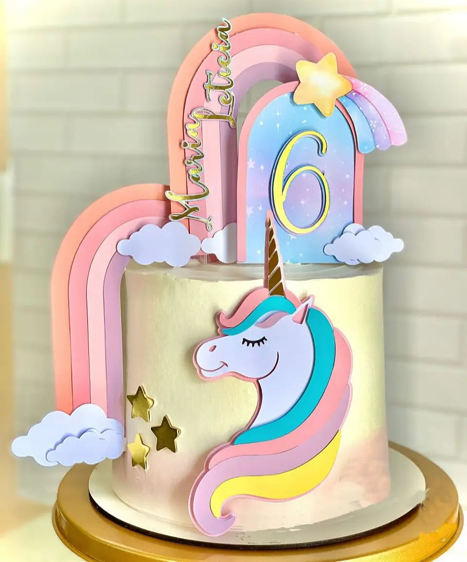 Arquivo de Corte topo de bolo unicornio arco iris 1