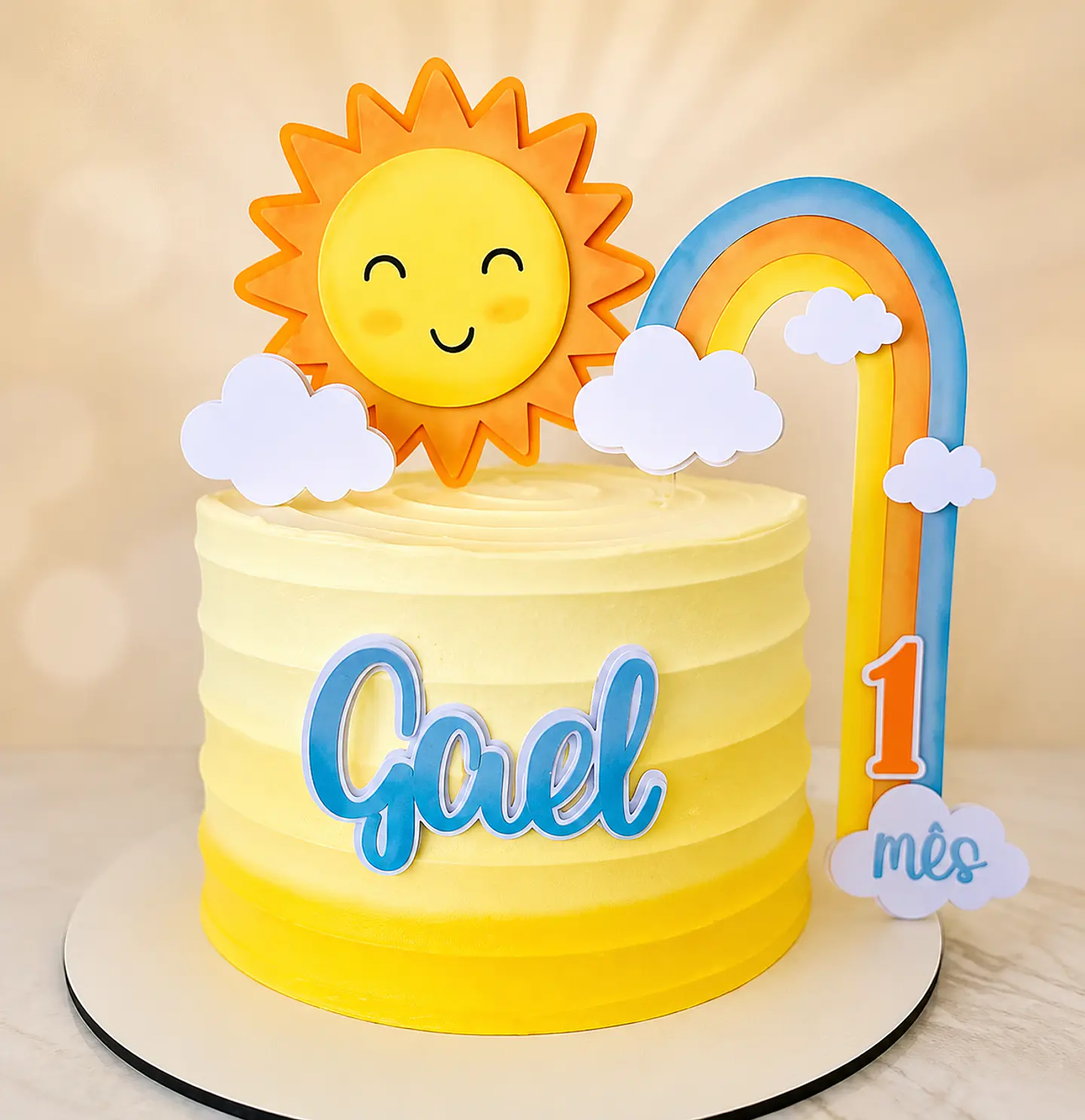 Topo de bolo raio de sol arco iris 1