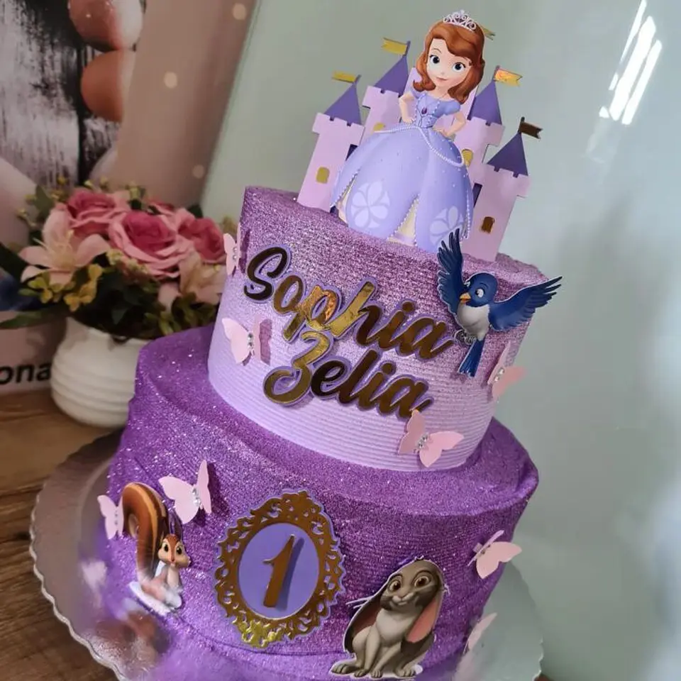 Topo de bolo princesa Sofia com castelo 1