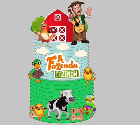 Topo de bolo fazendinha Zenon