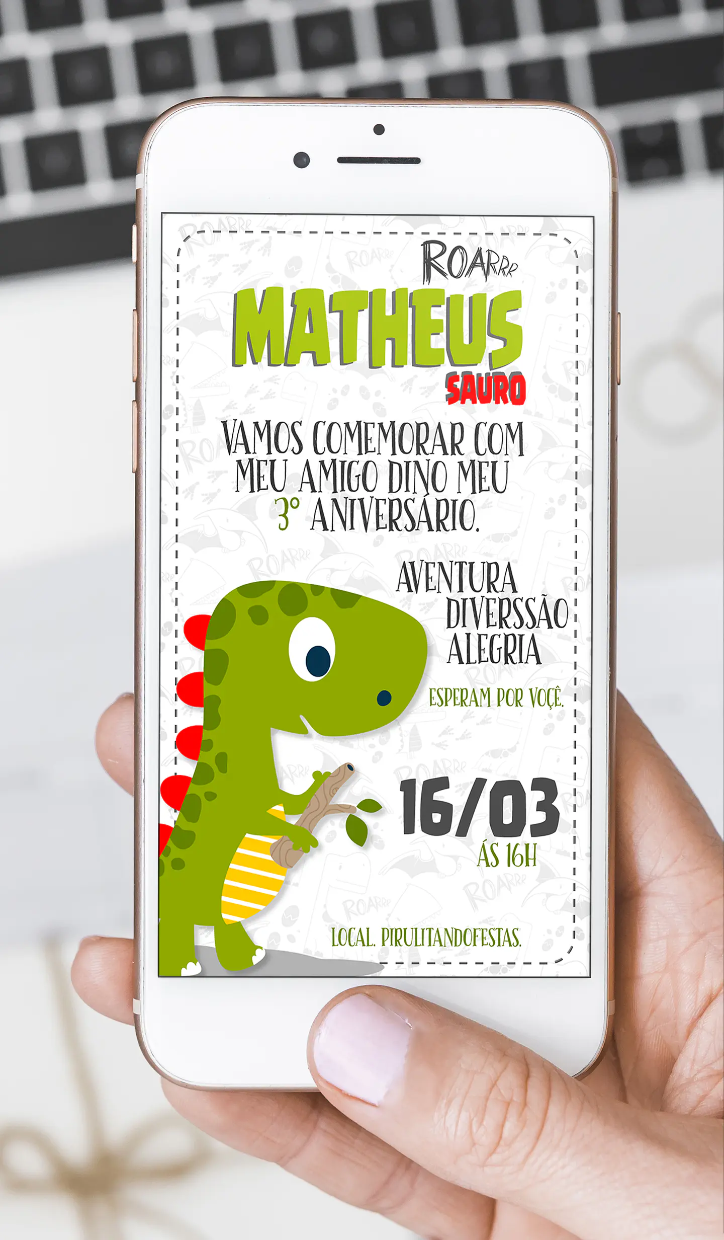 Arquivo convite digital dinossauro 1