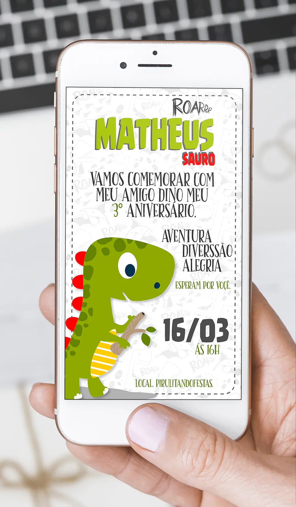 Arquivo convite digital dinossauro 1