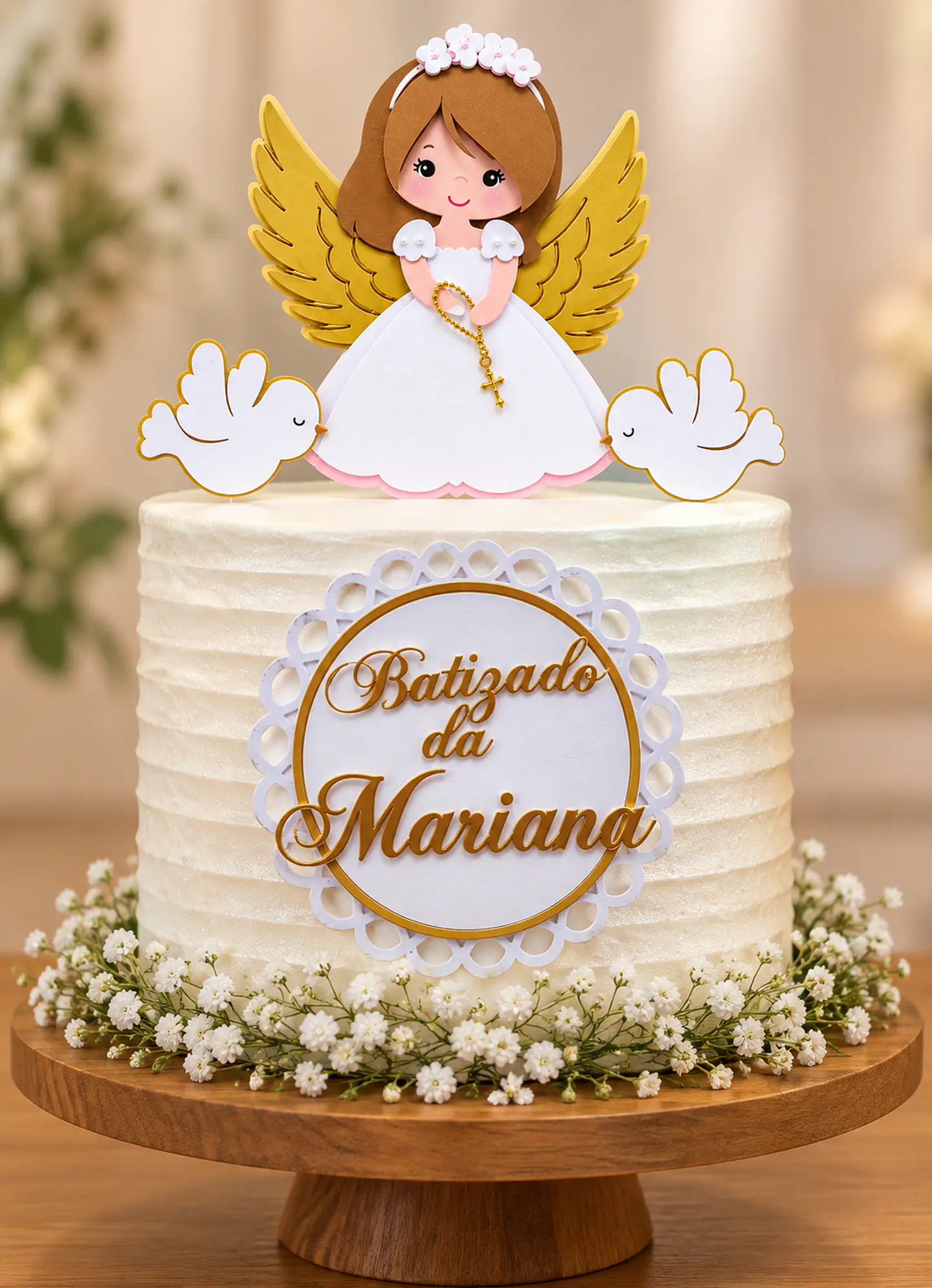 Topo de bolo batizado menina 1