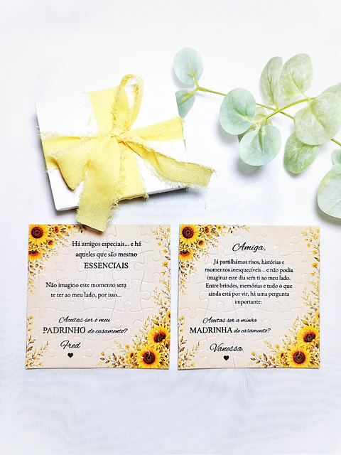 Convite Puzzle Personalizado para Padrinhos — 11 × 11 cm