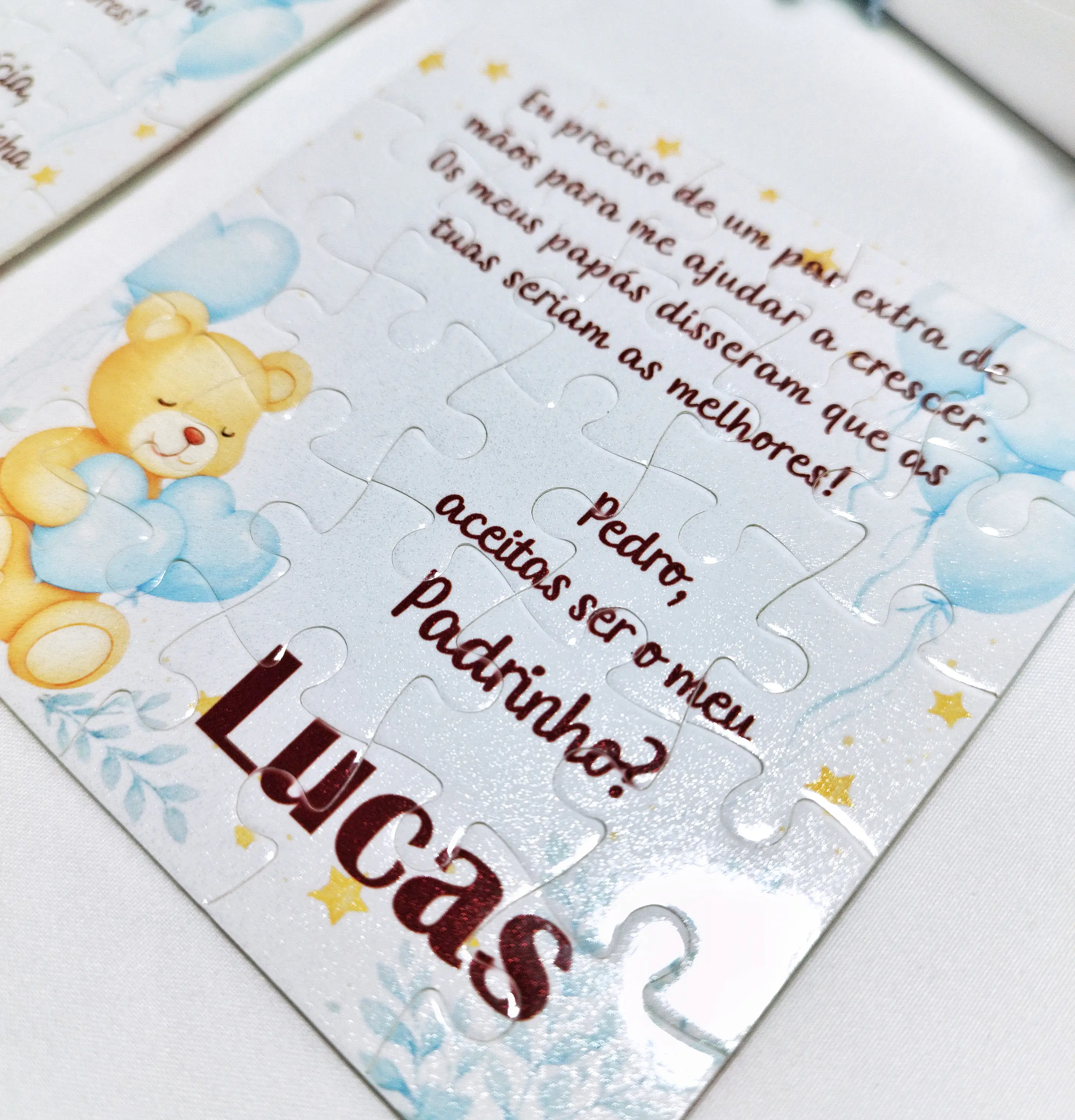 Convite Puzzle Personalizado para Padrinhos — 11 × 11 cm 2