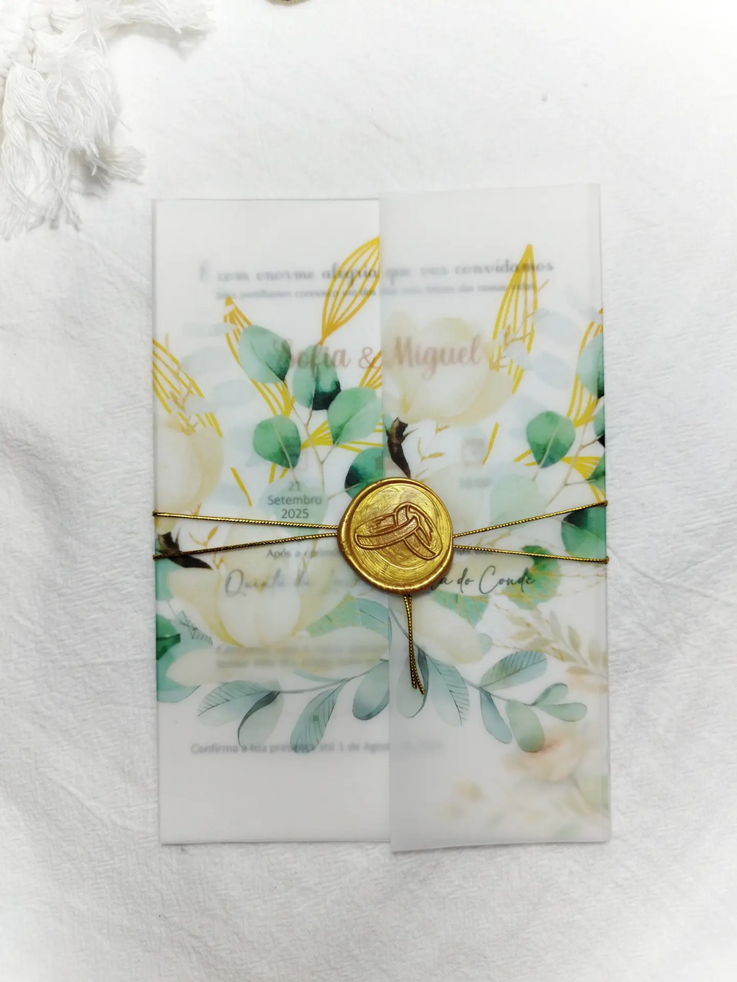Convite Jardim Dourado — Capa Transparente e Lacre 1