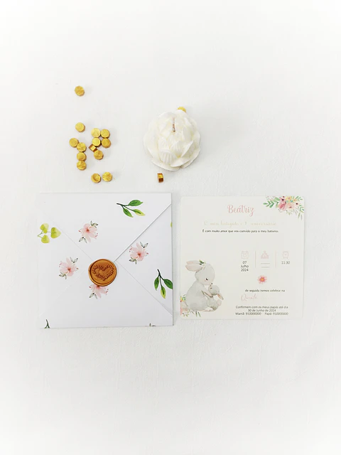 Convite Doce Jardim com Envelope Personalizado