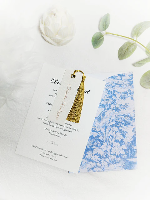Convite com Capa Deslizante e Borla — Toile de Jouy