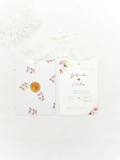 Convite Laço de Amor com Capa Deslizante