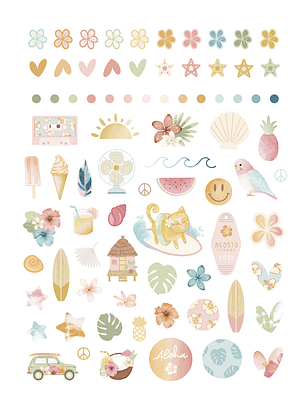 Pegatinas Puffy Aloha de Mintopía