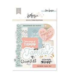 Die cuts lettering con foil BABY M