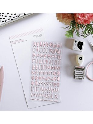 Puffy Stickers Baby pink Alphabet