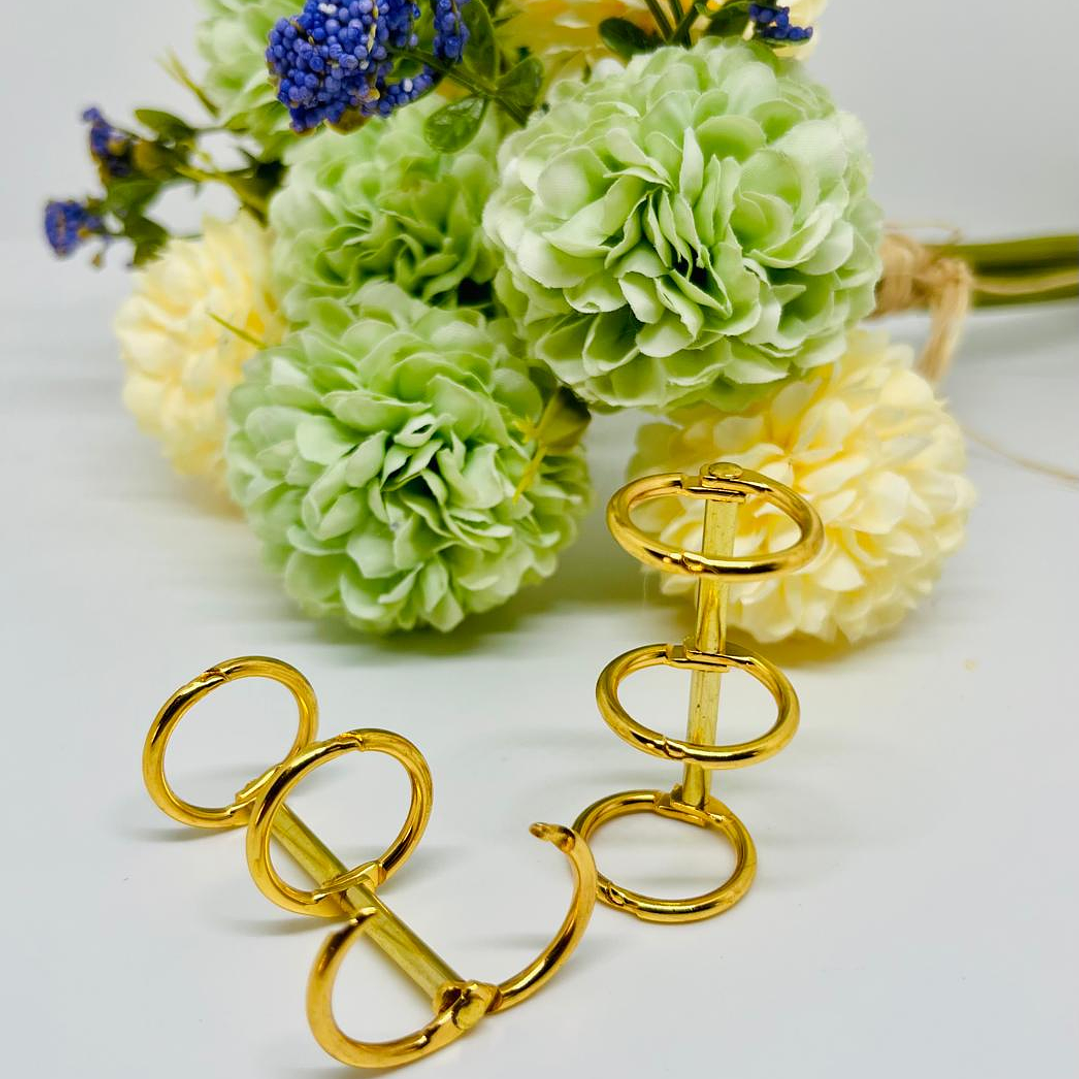 2 Anillos Metalicos 3 ganchos 1,5 cm Dorado  1