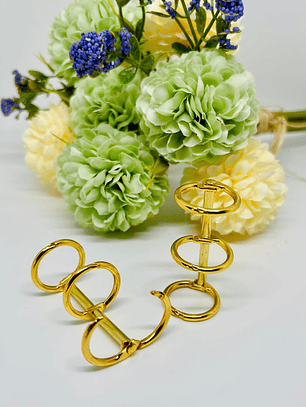 2 Anillos Metalicos 3 ganchos 1,5 cm Dorado 