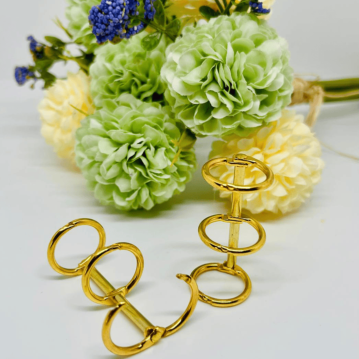 2 Anillos Metalicos 3 ganchos 1,5 cm Dorado  1