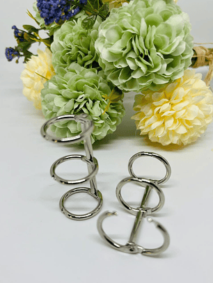 2 Anillos Metalicos 3 ganchos 1,5 cm Plata 