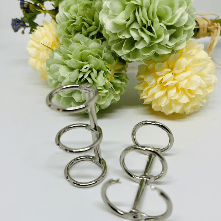 2 Anillos Metalicos 3 ganchos 1,5 cm Plata  1