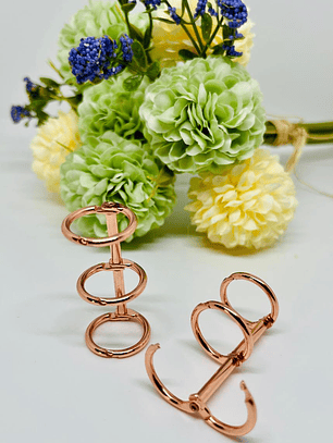 2 Anillos Metalicos 3 ganchos 1,5 cm  Oro Rosa 
