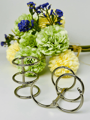 2 Anillos Metalicos 3 ganchos 2,5 cm Plata 