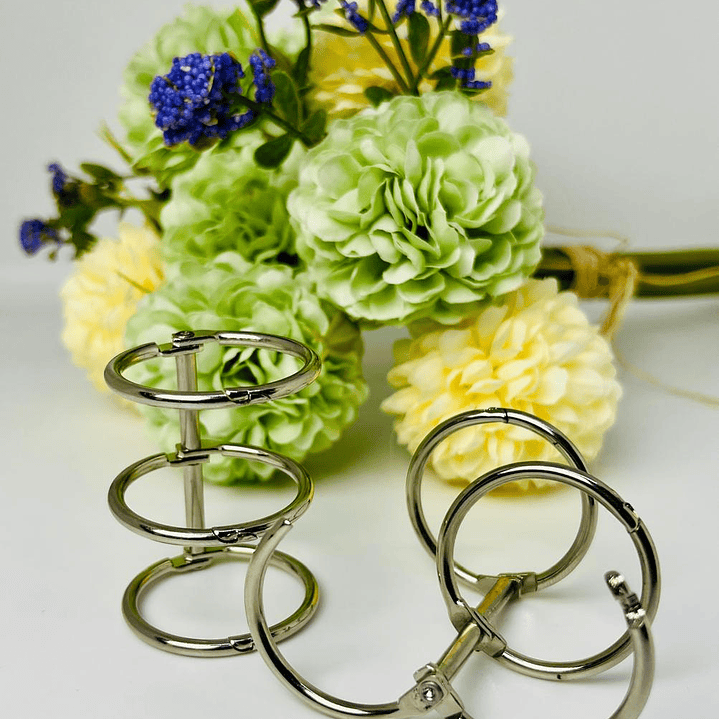 2 Anillos Metalicos 3 ganchos 2,5 cm Plata  1