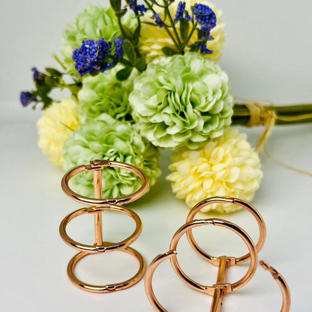 2 Anillos Metalicos 3 ganchos 2,5 cm  Oro Rosa  1