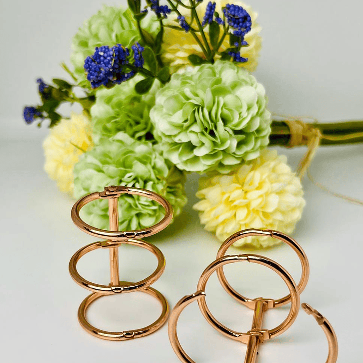 2 Anillos Metalicos 3 ganchos 2,5 cm  Oro Rosa  1